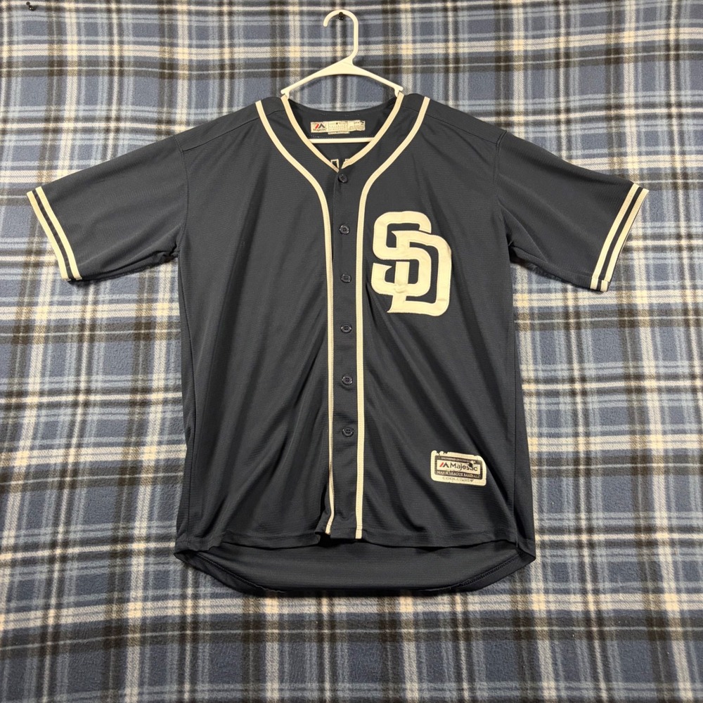 Majestic San Diego Padres Manny Machado 13 Navy Blue Cool Base Jersey Mens M